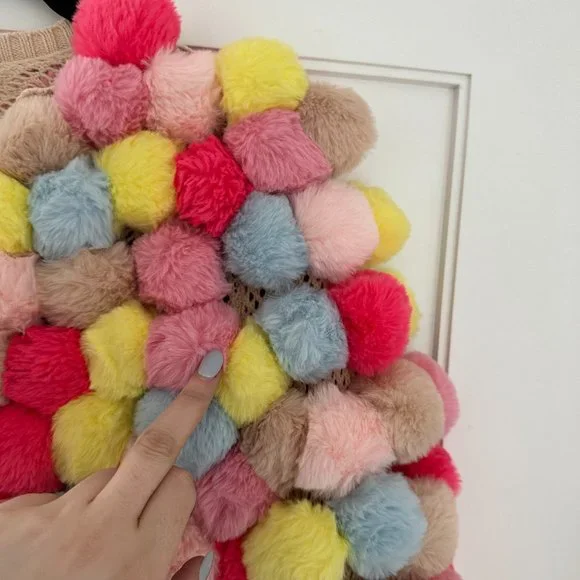 ❌SOLD❌Alice + Olivia Fawn Pompom Cropped Jacket XS/S Multicolor Cardigan Ribbed - Picture 14 of 15